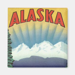 Vintages Alaska Reiseplaner Kunst, Landschaftliche Magnet
