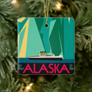 Vintages Alaska Reiseplaner Kunst, Taku Gletscher Keramikornament