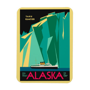 Vintages Alaska Reiseplaner Kunst, Taku Gletscher Magnet