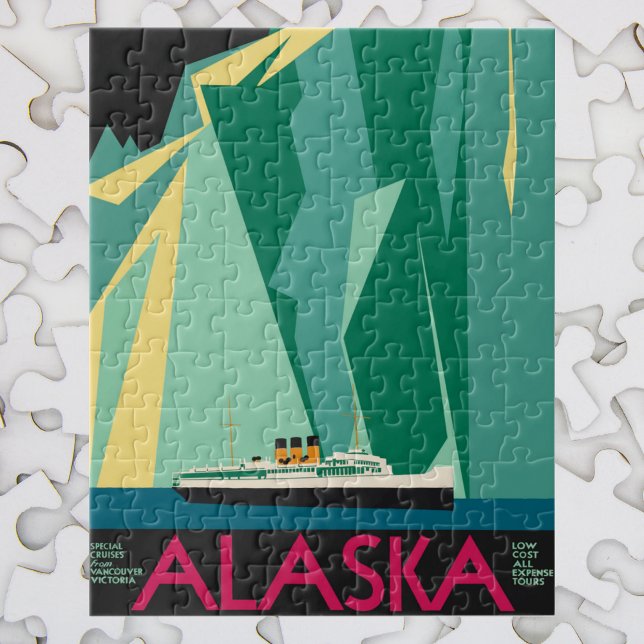 Vintages Alaska Reiseplaner Kunst, Taku Gletscher Puzzle (Von Creator hochgeladen)
