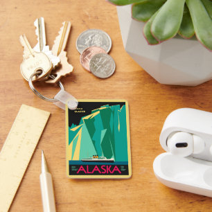 Vintages Alaska Reiseplaner Kunst, Taku Gletscher Schlüsselanhänger