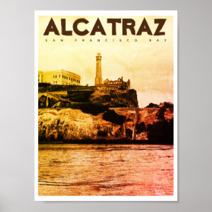 Vintages Alcatraz Island Reiseplan Poster
