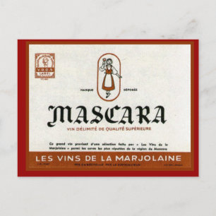 Vintages algerisches Weinetikett, Mascara Postkarte