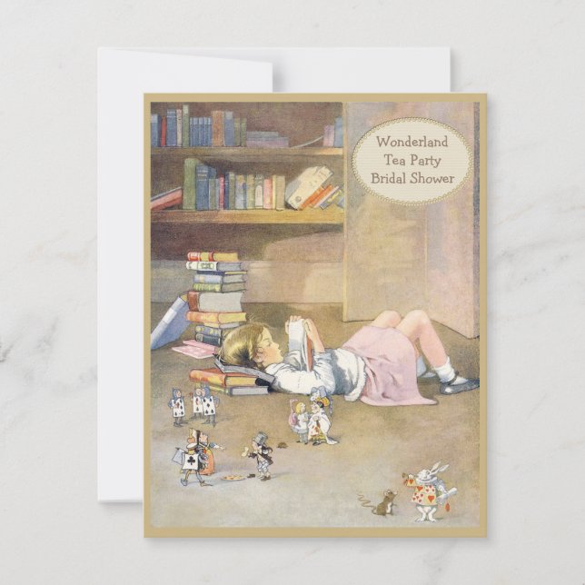 Vintages Alice im Wunderland-Brautparty Einladung (Vorderseite)