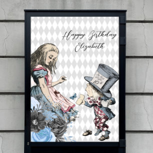 Vintages Alice & Mad Hatter individuell anpassbar Poster