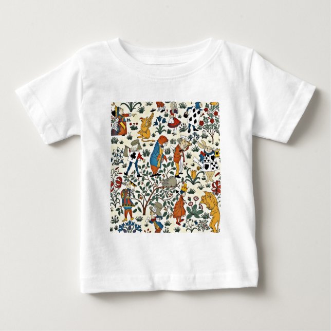 Vintages Alice- und Friends-Stoffmuster Baby T-shirt (Vorderseite)
