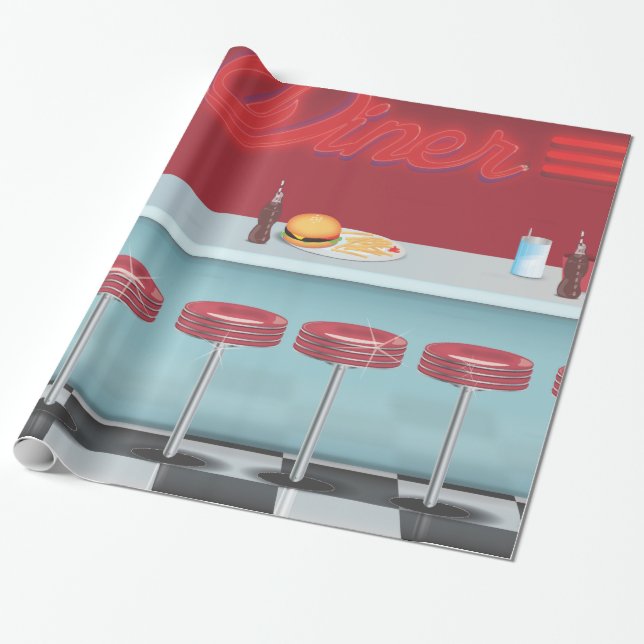Vintages All American Diner Geschenkpapier (Ungerollt)
