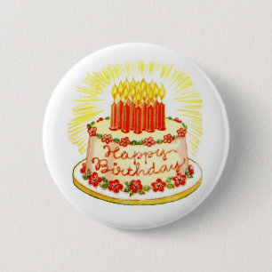 Vintages alles- Gute zum Geburtstagkuchen-Button Button