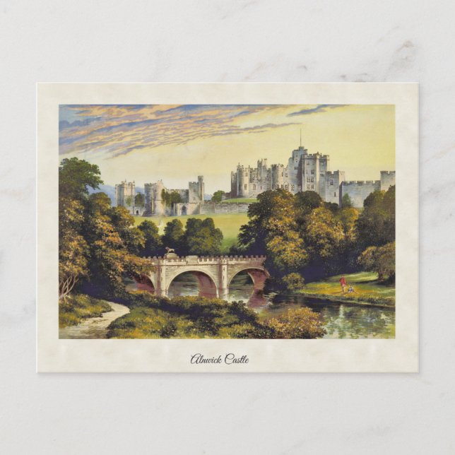 Vintages Alnwick Castle Northumberland Postkarte (Vorderseite)