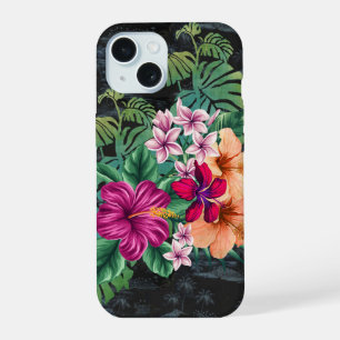 Vintages Aloha Shirt Print mit Hibiskus Phone Case iPhone 15 Hülle
