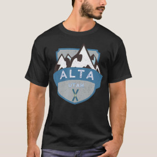 Vintages Alta Utah Illustration Retro Logo Ski T-Shirt
