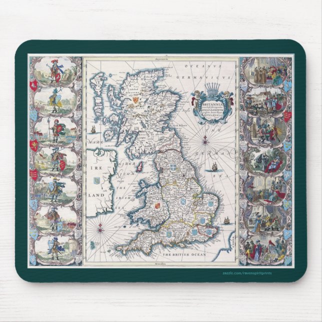 Vintages altbritisches Kartendesign Mousepad (Vorne)