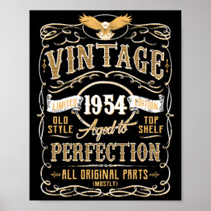Vintages Alter bis Perfektion 1954 Geburtstag TShi Poster
