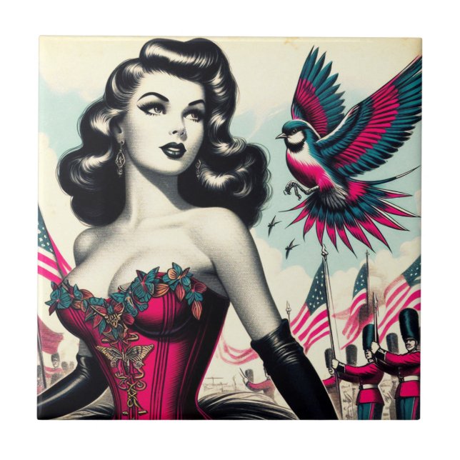 Vintages alternatives Corset-Button Fliese (Vorderseite)