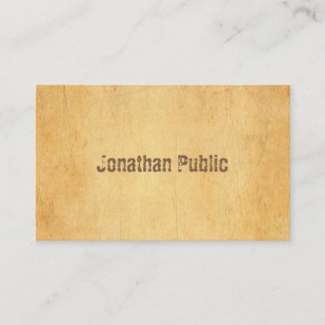 Vintages altes Papier Druckknopf Beruflich Visitenkarte (Vorderseite)