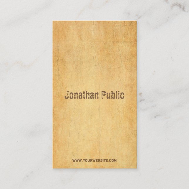 Vintages altes Papier Druckknopf Beruflich Visitenkarte (Vorderseite)