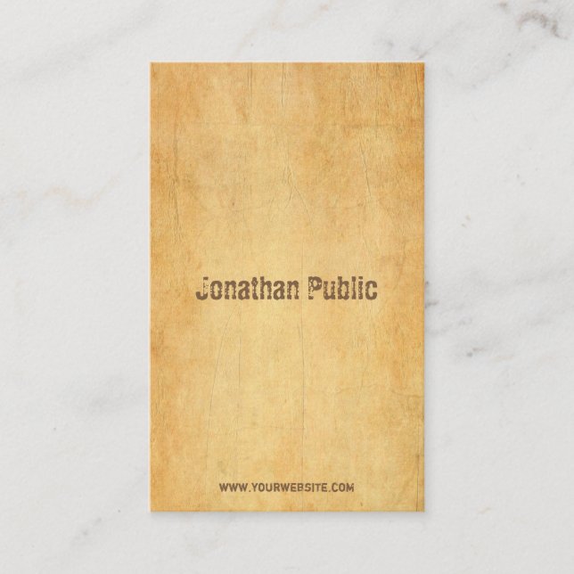 Vintages altes Papier verzerrt Skripttext-Elegant Visitenkarte (Vorderseite)