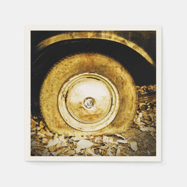 Vintages altes Rad eines klassischen Fahrzeugs Serviette (Vorderseite)