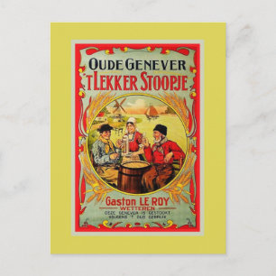 Vintages altflämisches Genever (JImmer, Gin) und Postkarte