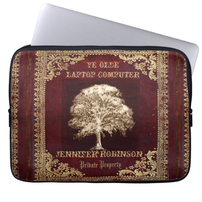 Vintages Altlederbuch Laptopschutzhülle (Vorderseite)