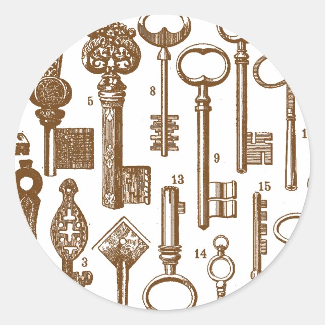 Vintages altmodisches Set Runder Aufkleber (Vorderseite)