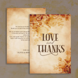 Vintages Altpapier mit Rose Hochzeit Dankeskarte