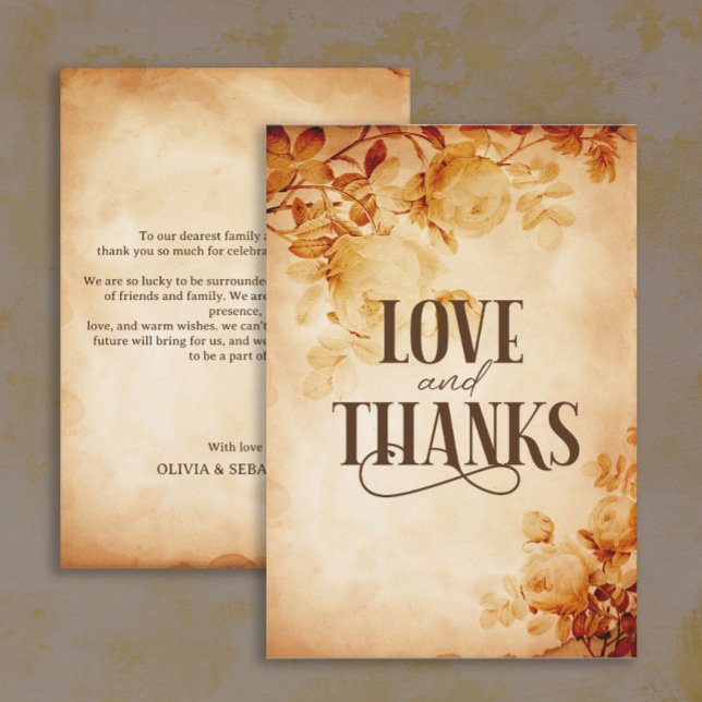 Vintages Altpapier mit Rose Hochzeit Dankeskarte (Von Creator hochgeladen)