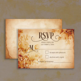 Vintages Altpapier mit Rose Hochzeit RSVP Karte