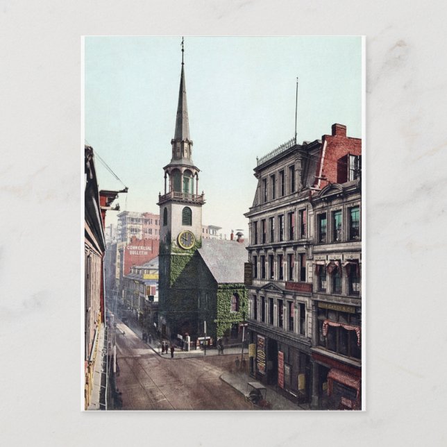 Vintages Amerika, Old South Church Boston c1900 Postkarte (Vorderseite)