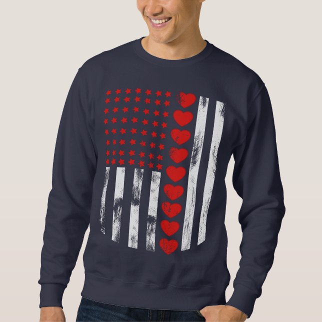 Vintages amerikanisches Flag Herz Family Matching  Sweatshirt (Vorderseite)