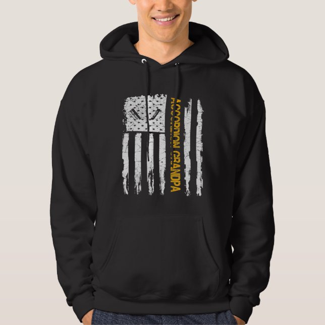Vintages amerikanisches Flaggenkordion Grandpa Sil Hoodie (Vorderseite)