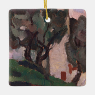 Vintages amerikanisches Kunstwerk Landschaftsbild Keramikornament