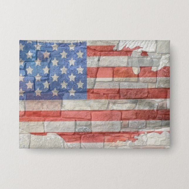 Vintages amerikanisches Patriotic Map Flag an der  Button (Vorderseite)