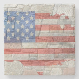 Vintages amerikanisches Patriotic Map Flag an der Steinuntersetzer