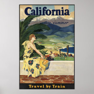 Vintages amerikanisches Reise-Plakat Kaliforniens Poster