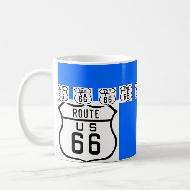 Vintages amerikanisches Verkehrsschild des Weg-66 Tasse (Links)