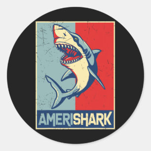 Vintages Amerishark America Amerishark Usa Flag 4. Runder Aufkleber