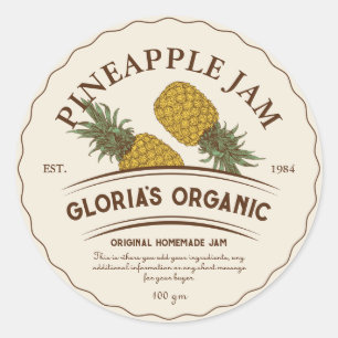 Vintages Ananas Fruchtkonfitüre nach Maß Runder Aufkleber