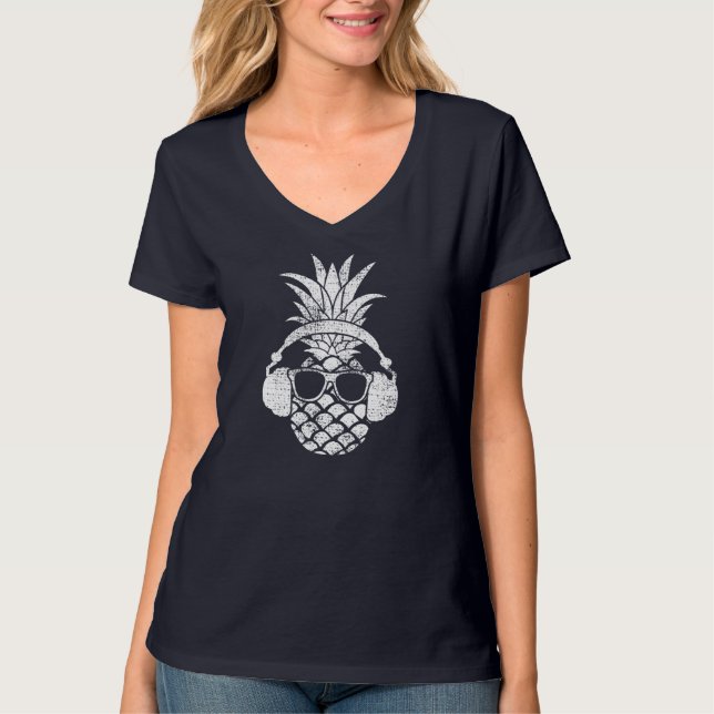 Vintages Ananas Hawaiian Aloha Beach Fruchtcockt T-Shirt (Vorderseite)