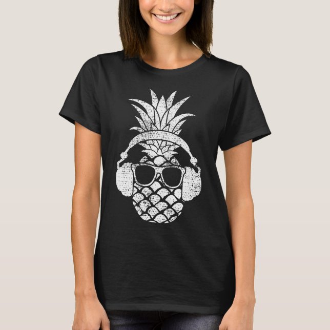 Vintages Ananas Hawaiian Aloha Beach Fruchtcockt T-Shirt (Vorderseite)
