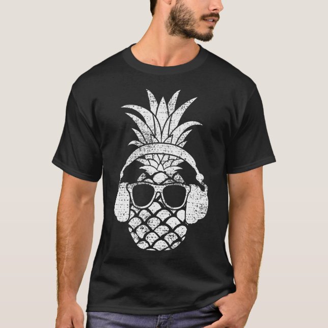 Vintages Ananas Hawaiian Aloha Beach Fruchtcockt T-Shirt (Vorderseite)