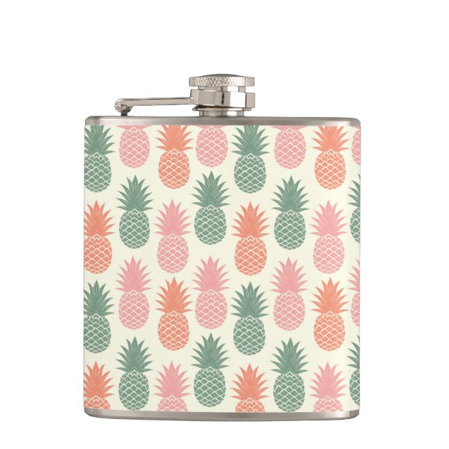Vintages Ananas-Muster 2 Flachmann (Vorderseite)