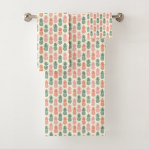 Vintages Ananas-Muster Badhandtuch Set
