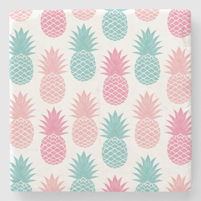 Vintages Ananas-Muster Steinuntersetzer (Vorderseite)