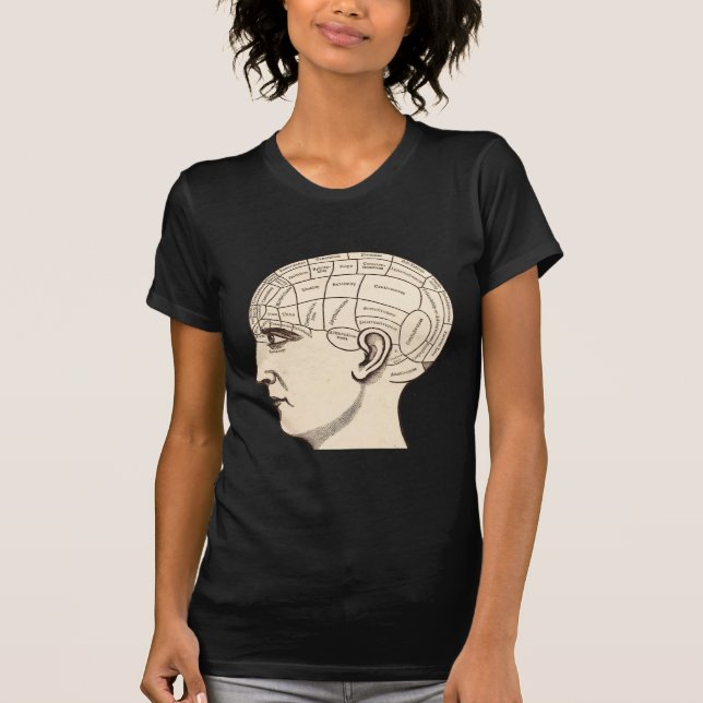 Vintages Anatomie-Gehirn-Karten-Bild T-Shirt (Vorderseite)