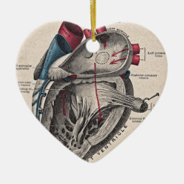 Vintages anatomisches Herz Keramikornament