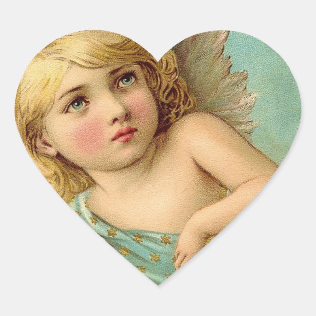 Vintages Angelic Expression Heart Herz-Aufkleber (Vorderseite)