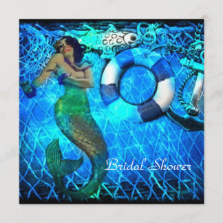 Vintages Ankermeerjungfrau-Strand-Brautparty Einladung