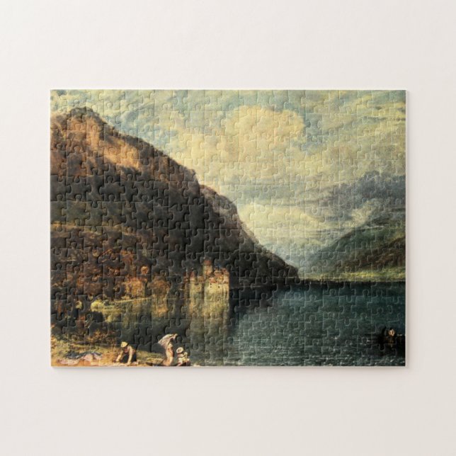 Vintages antikes die Schweiz-Schloss Chillon Puzzle (Horizontal)