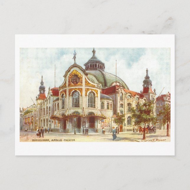 Vintages Apollo-Theater in Düsseldorf, Deutschland Postkarte (Vorderseite)